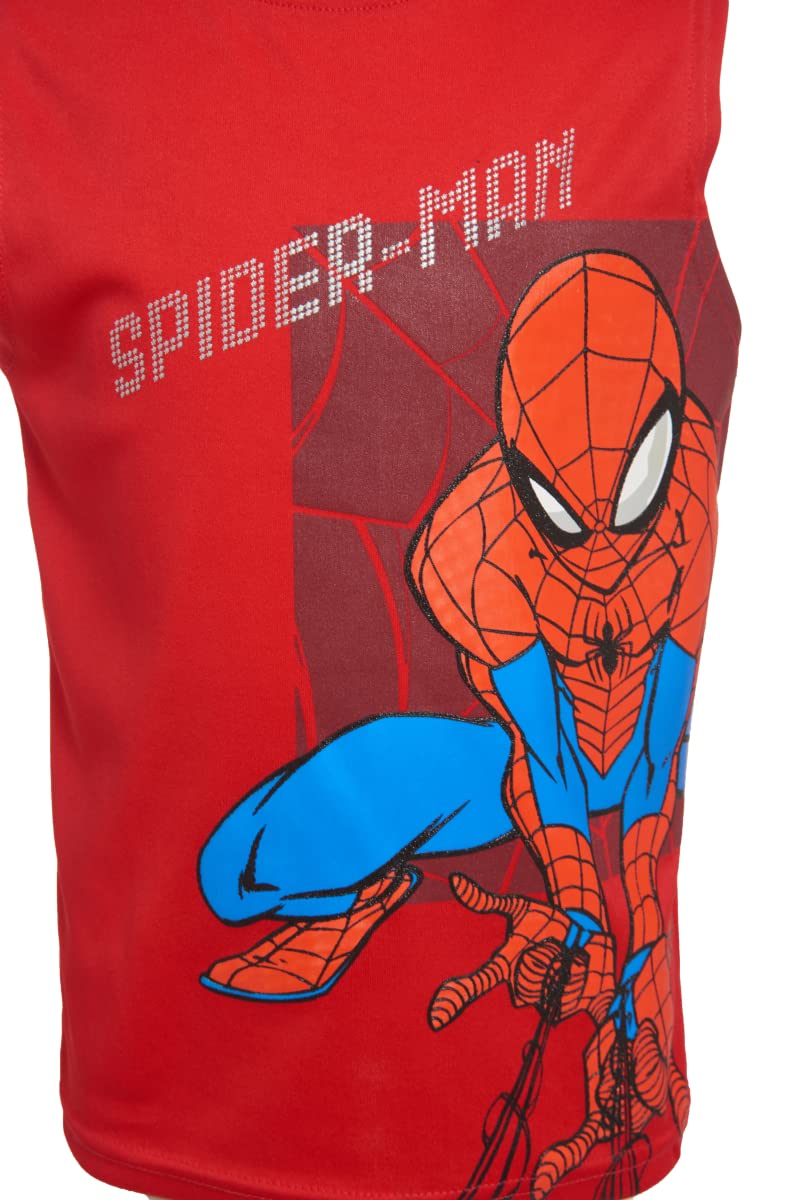 Marvel  Avengers and Spider-Man Boys Superhero Short Sleeve T-Shirt, Tank Top and Mesh Shorts Set Marvel Avengers and Spiderman 3-Piece Clothes Set for Boys