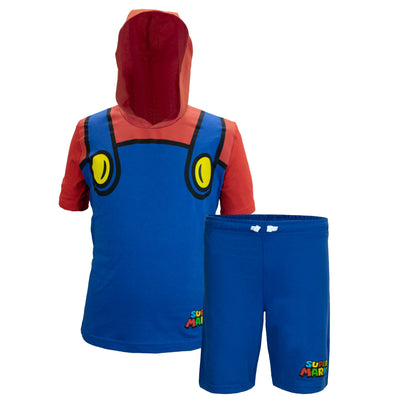 NINTENDO Characters Super Mario Lightweight Costume Short Sleeve Hoodie T-Shirt & Shorts Set