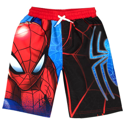 MARVEL Boys Avengers Spiderman Black Panther Miles Morales 2-Piece Costume Swimsuit Set, Rash Guard & Swim Trunks for Boys