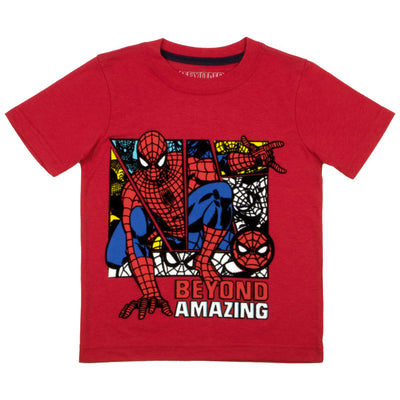 MARVEL Superheroes Boys T-Shirt and Shorts Set, Avengers and Spider-Man Tee and Shorts Set for Boys