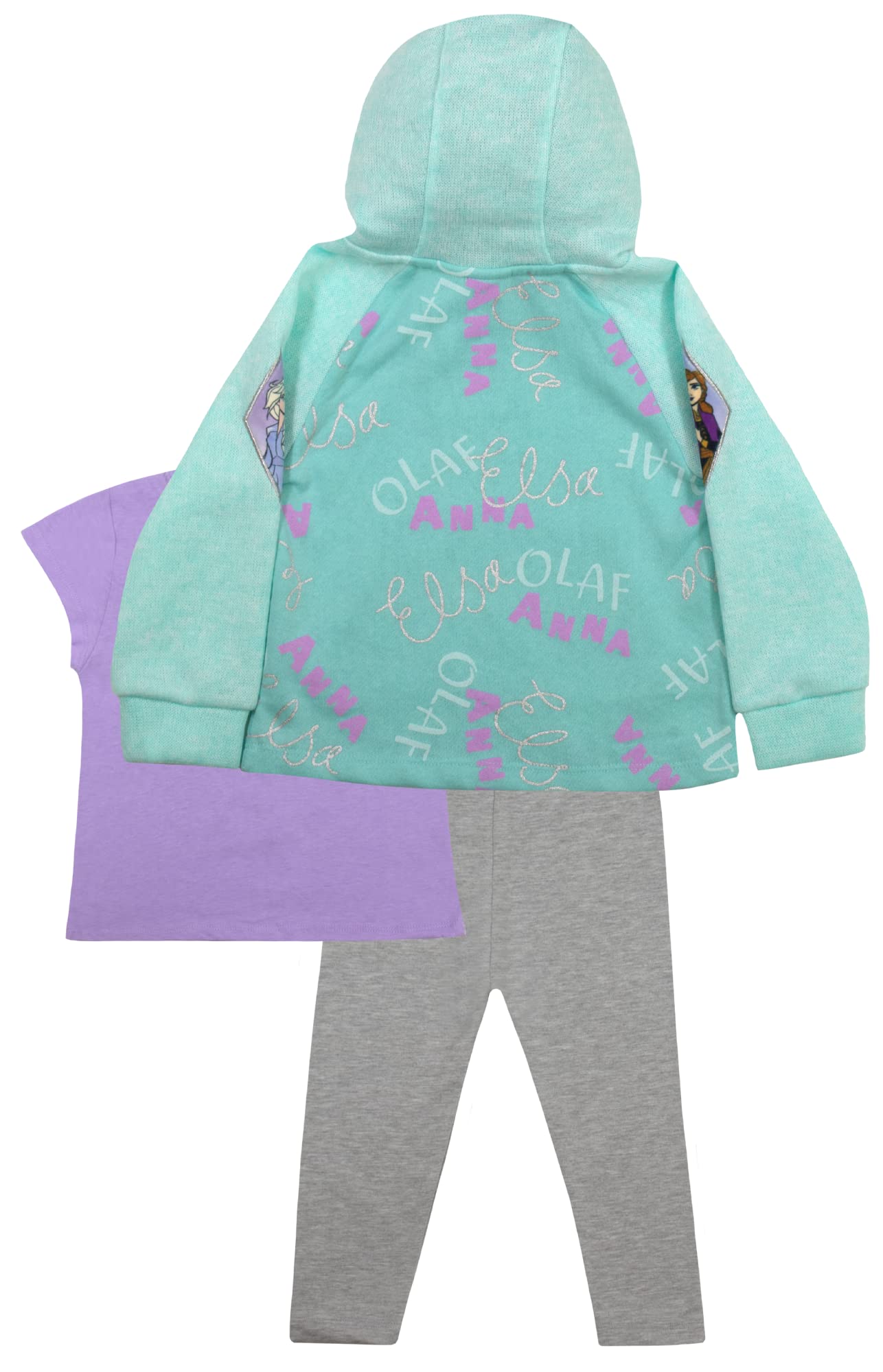 Disney Princess Minnie Mouse and Frozen 3 Piece Pants Set for Girls, Girls Pullover Hoodie, T-Shirt, and Pants Sets