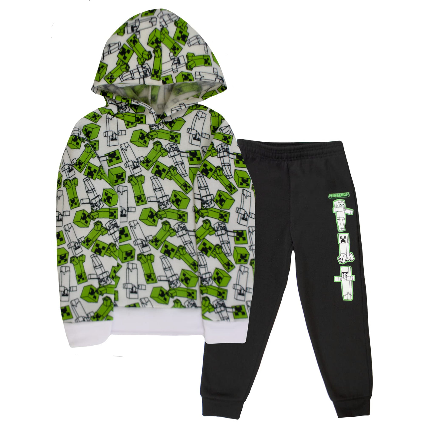 Minecraft Boys 2 Piece Fleece Pants Sets, Minecraft Pullover Hoodie and Jogger Set for Boys