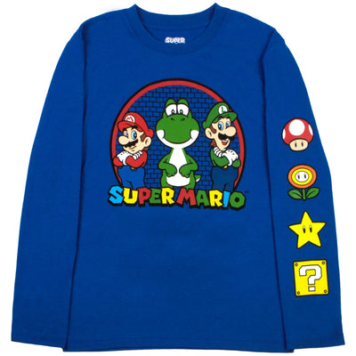 NINTENDO Kids Super Mario Bros Mario & Luigi Boys Long Sleeve 2-Pack T-Shirt Bundle Set for Boys