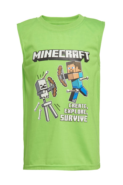 Minecraft Boys Creepers 3 Piece T-Shirt Tank Top Short Set