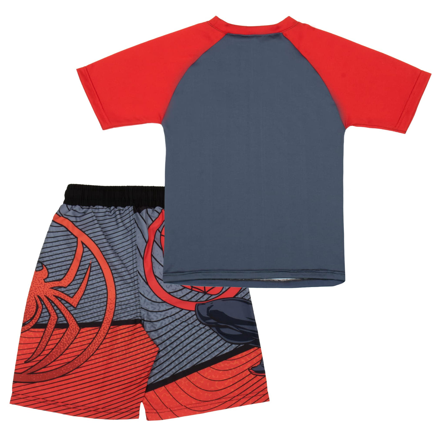 MARVEL Boys Avengers Spiderman Black Panther Miles Morales 2-Piece Swimsuit Set, Rash Guard & Swim Trunks for Boys