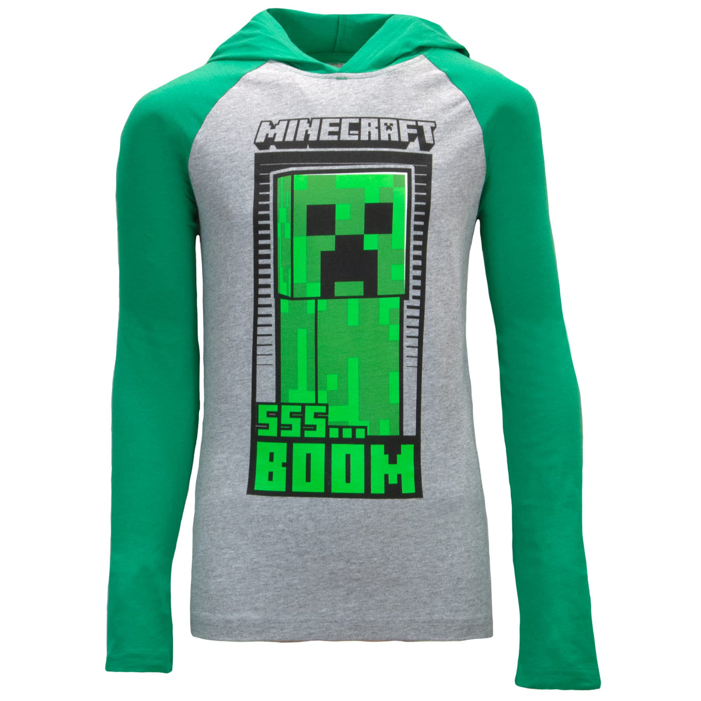 Minecraft Boys Long Sleeve Creeper Hoodie Tee