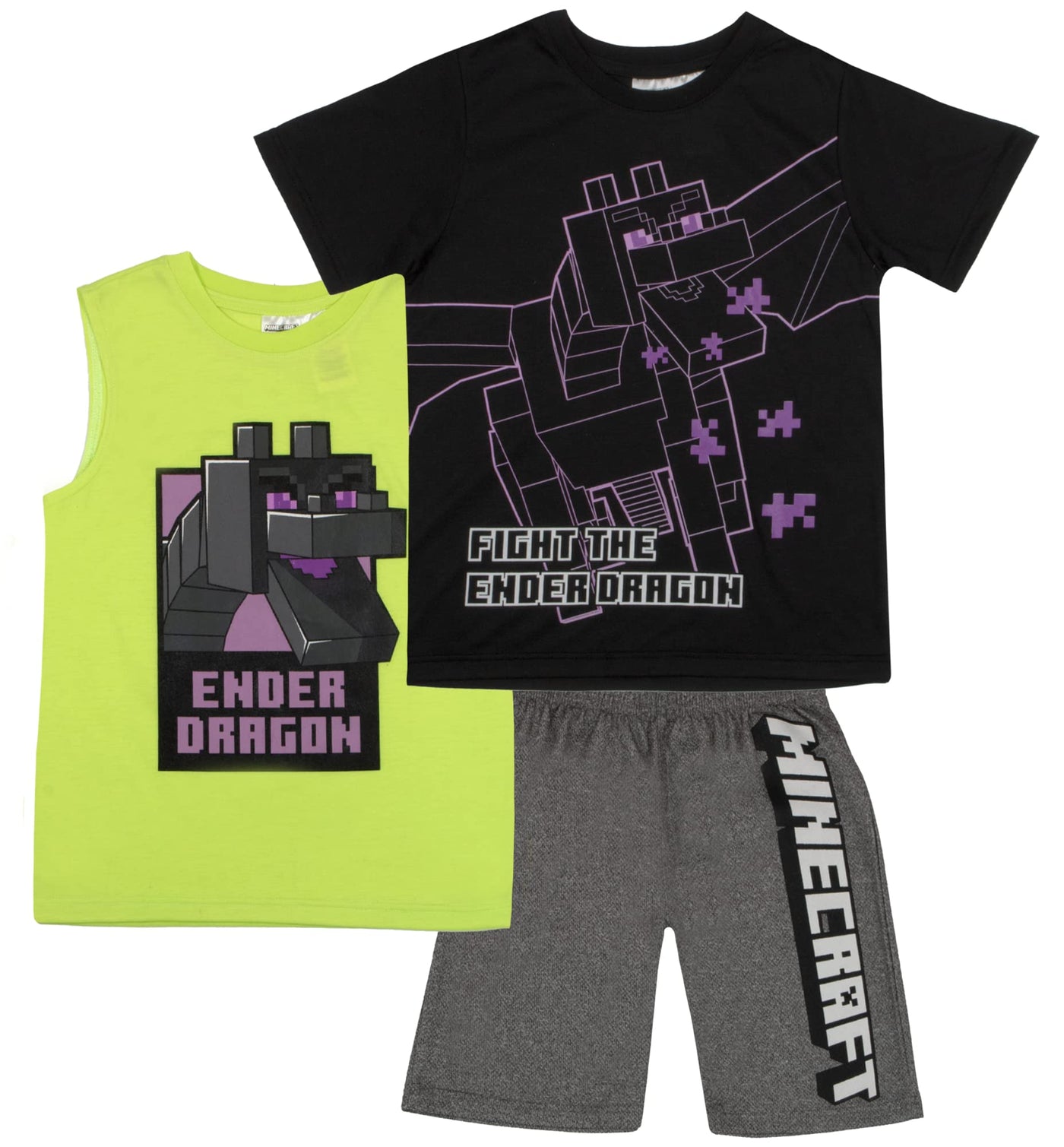 Minecraft Boys Creepers 3 Piece T-Shirt Tank Top Short Set