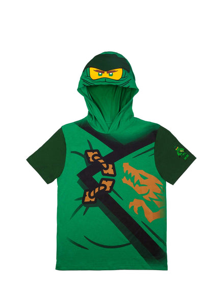 LEGO Ninjago Boys Ninjago Lloyd and Kai Costume Short Set Green and Red Shorts and Matching Costume Hooded T-Shirt for Boys