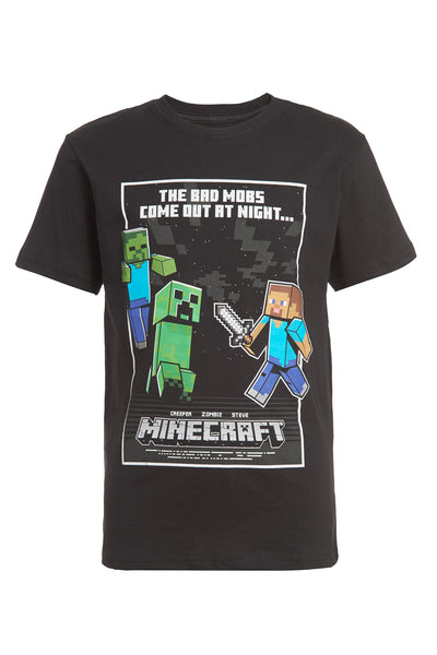 Minecraft Boys Creeper & Characters 3 Colors Short Sleeve T-Shirt Set, 3 Pack