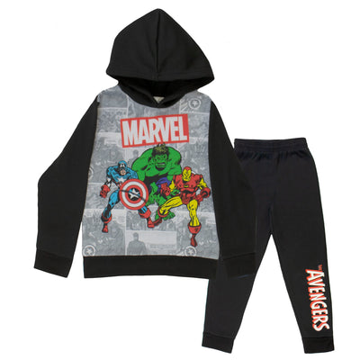 Marvel Avengers 2-Piece Fleece Pants Sets, Superhero Fleece Hoodie and Pants Bundle Set for Boys