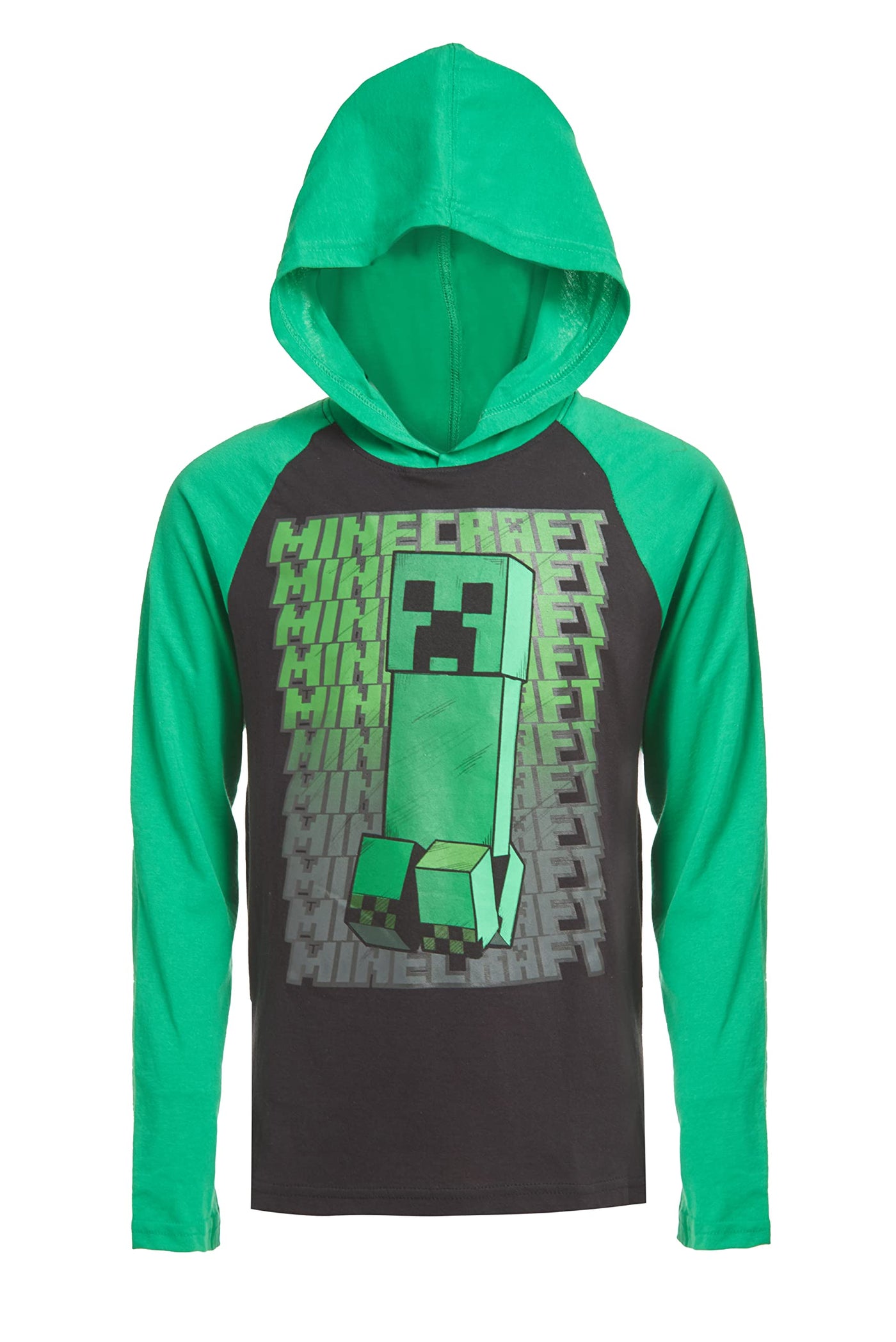 Minecraft Boys Long Sleeve Creeper Hoodie Tee