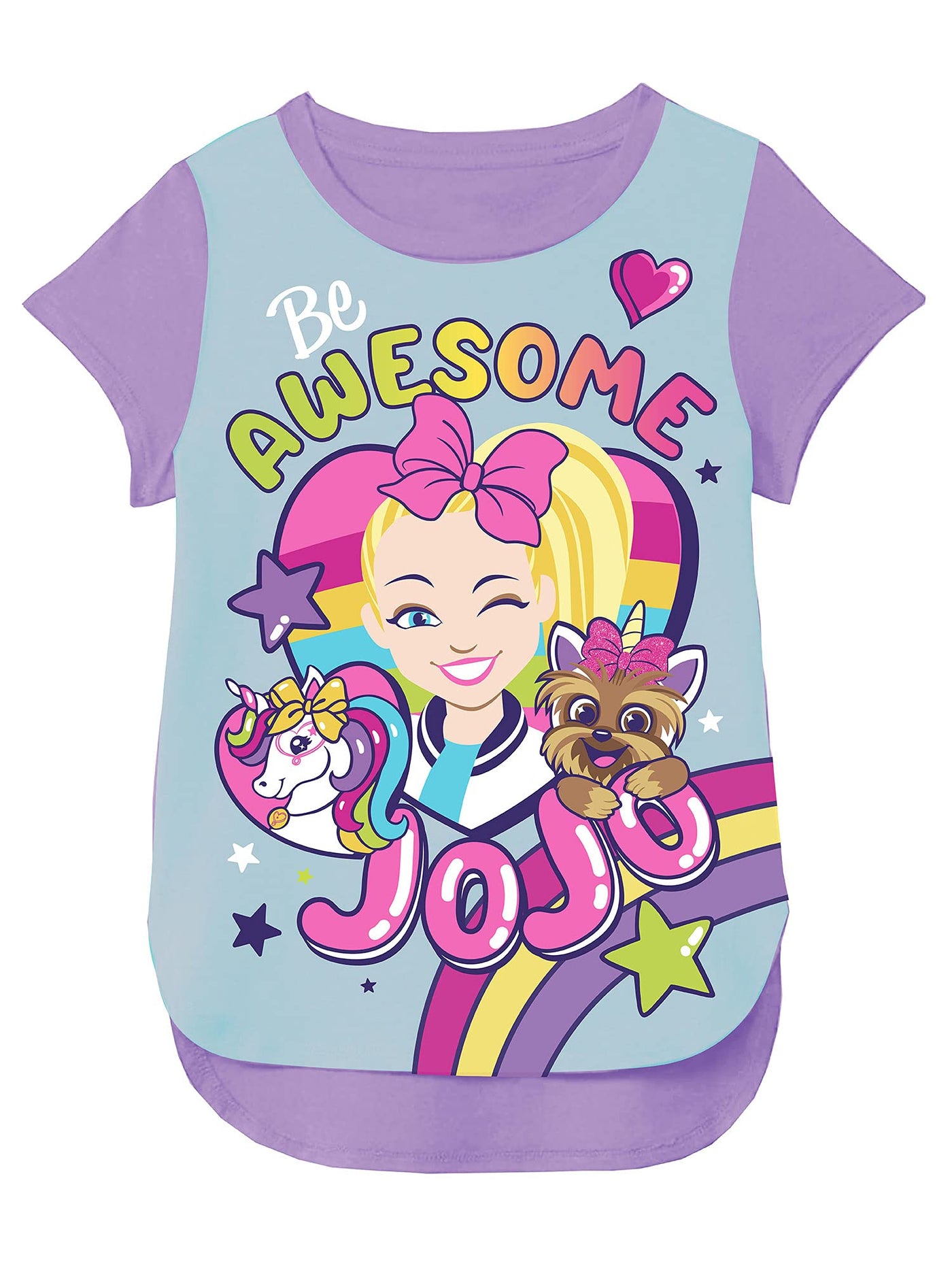 Nickelodeon JoJo Siwa Clothes Graphic Long Sleeve & Short Sleeve Unicorn Tee for Girls, JoJo Siwa T-Shirt 2-Pack for Girls