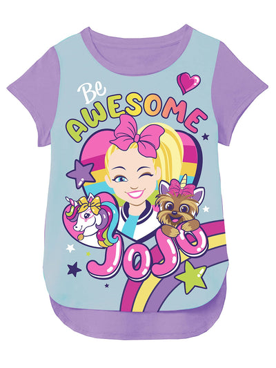 Nickelodeon JoJo Siwa Clothes Graphic Long Sleeve & Short Sleeve Unicorn Tee for Girls, JoJo Siwa T-Shirt 2-Pack for Girls