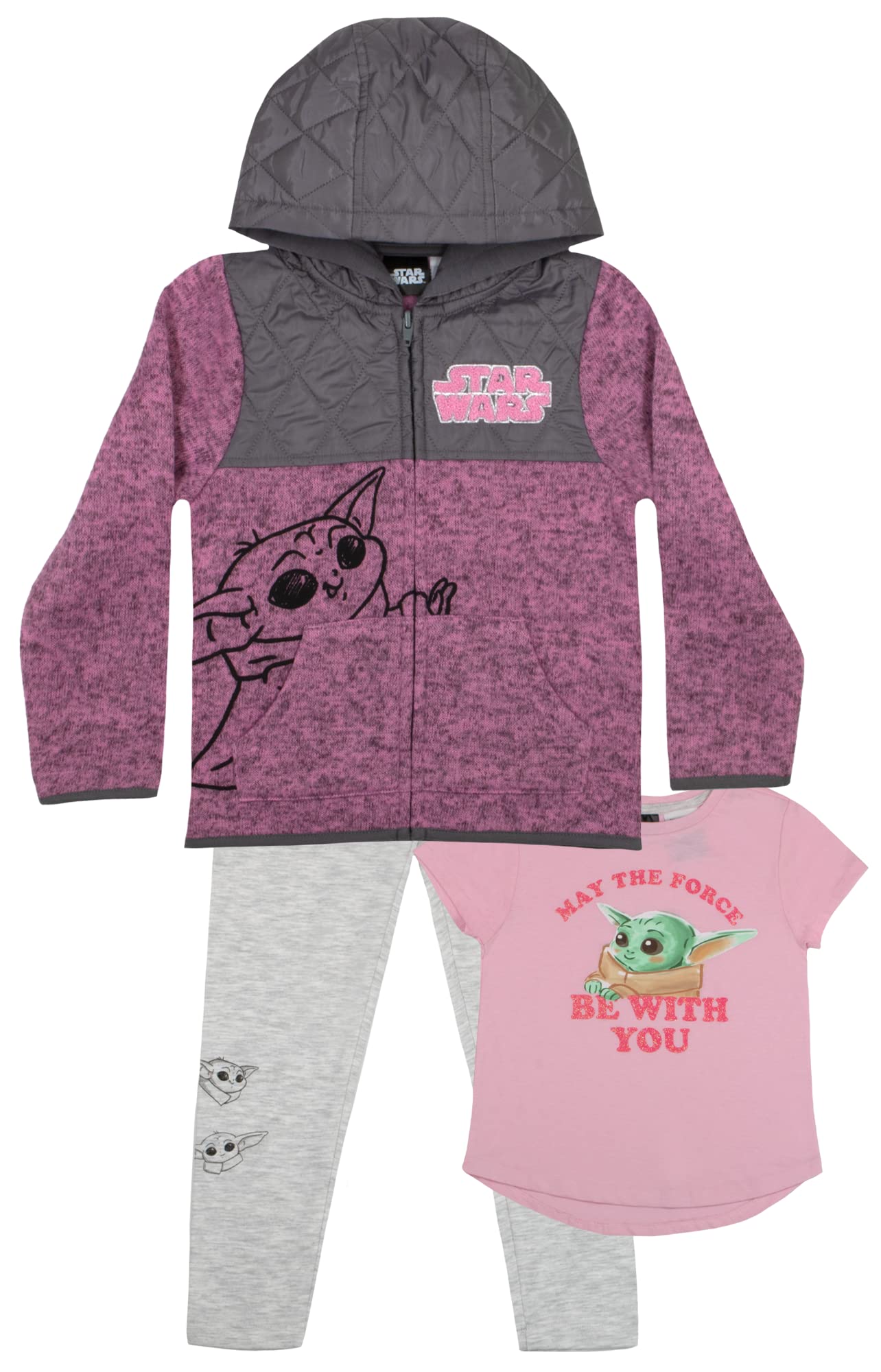 STAR WARS The Mandalorian Grogu Girls 3 Piece Pants Set, Hoodie, T-Shirt, and Pants