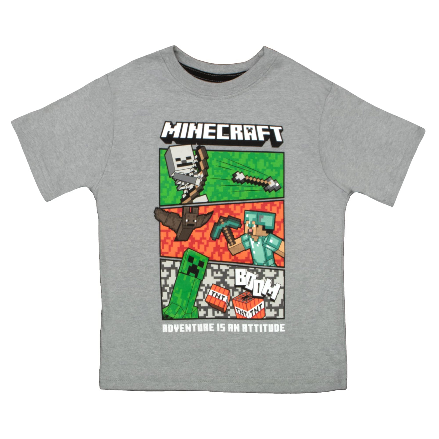 Minecraft Boys Creeper & Characters 3 Colors Short Sleeve T-Shirt Set, 3 Pack