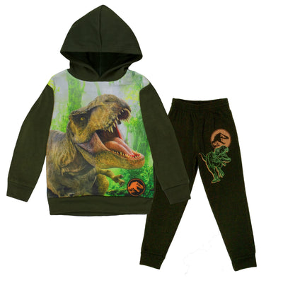 Jurassic World Dominion Boys 2 Piece Fleece Pants Sets, Hoodie and Pants Set Bundle for Boys