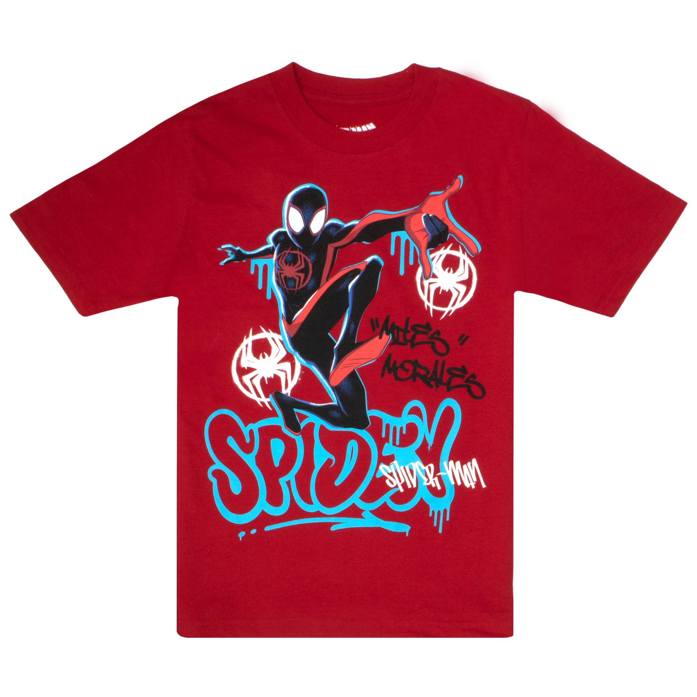 Marvel Spider-Man Spiderverse Avengers Short Sleeve Tee 4-Pack, Miles Morales Spider Gwen Boys 4 Pack T-Shirt Set