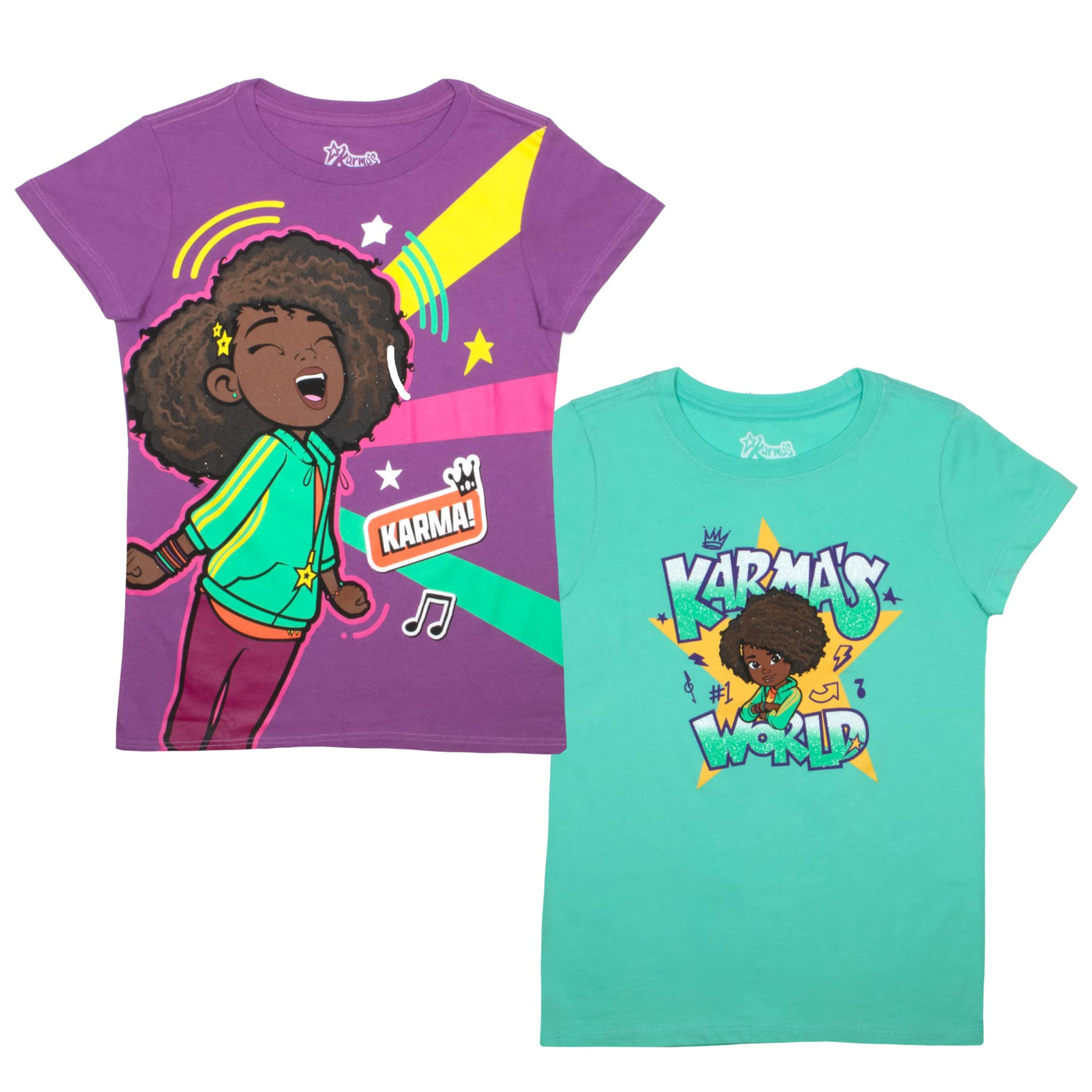 Karma's World Girls T-Shirts 2 Pack, Short Sleeve Tees 2 Pack for Girls