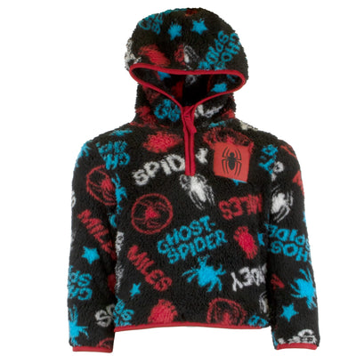 Marvel Spider-Man Miles Morales Boys Sherpa Zip-Up Fleece Hoodie, Superhero Zip-Up Fleece Hooded Sweatshirt for Boys