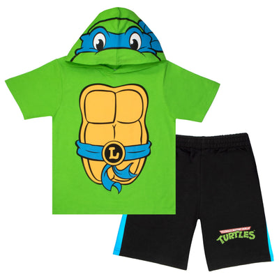 Nickelodeon Teenage Mutant Ninja Turtles Boys Costume 2-Piece Set, TMNT Hoodie Tee & Shorts 2-Pack Bundle Set