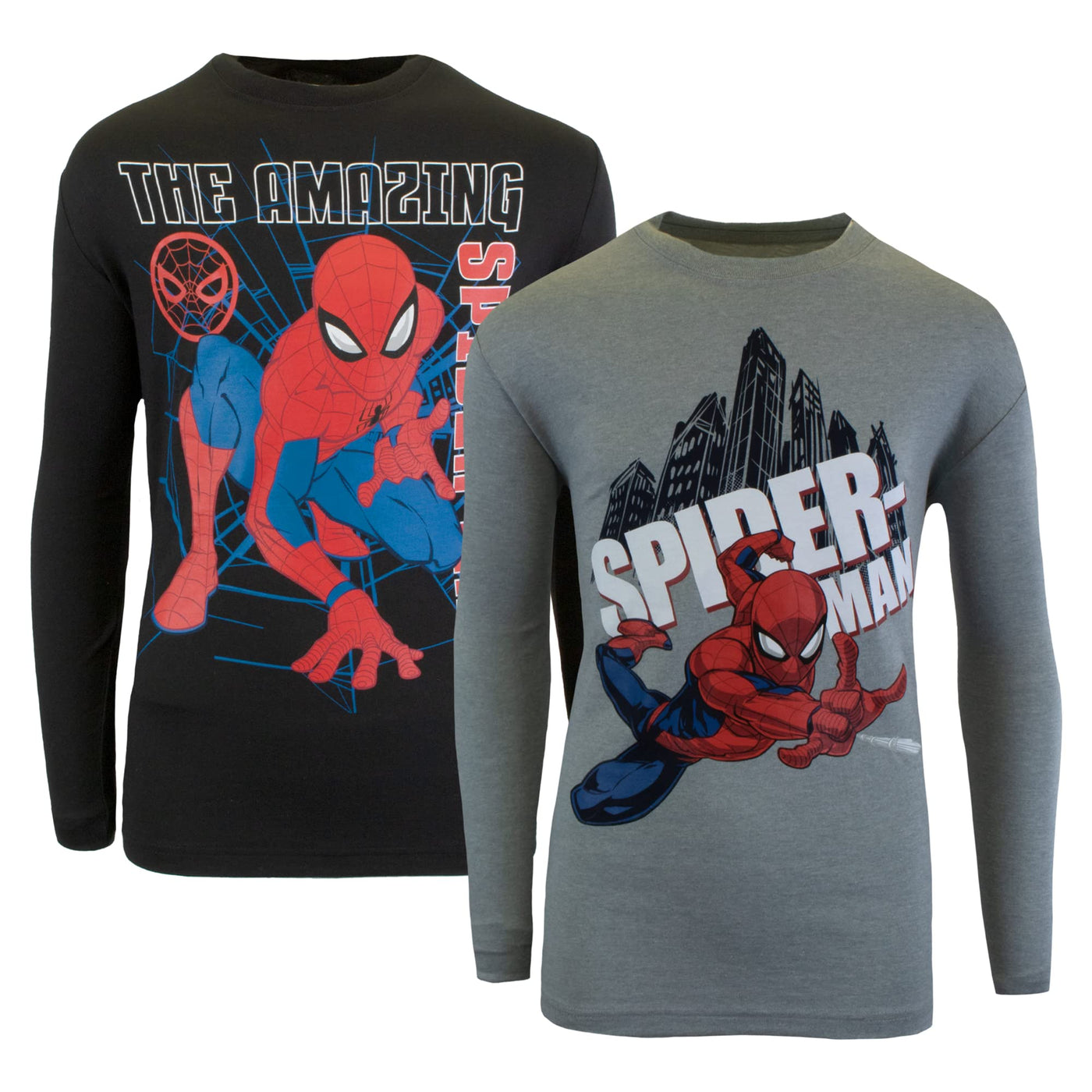 MARVEL Spider-Man and Avengers Long Sleeve T-Shirt 2-Pack for Boys, Spiderman and Avengers Boys Long Sleeve Tees Bundle Set