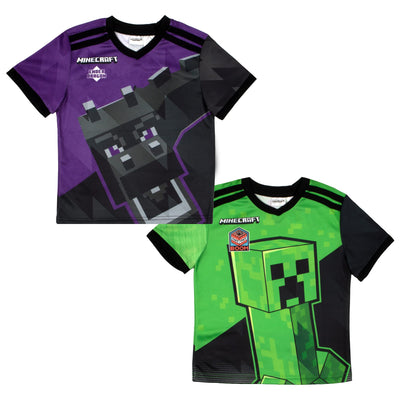 Minecraft Creeper Boys Athletic Gamer Top Graphic Tee Shirt 2 Pack