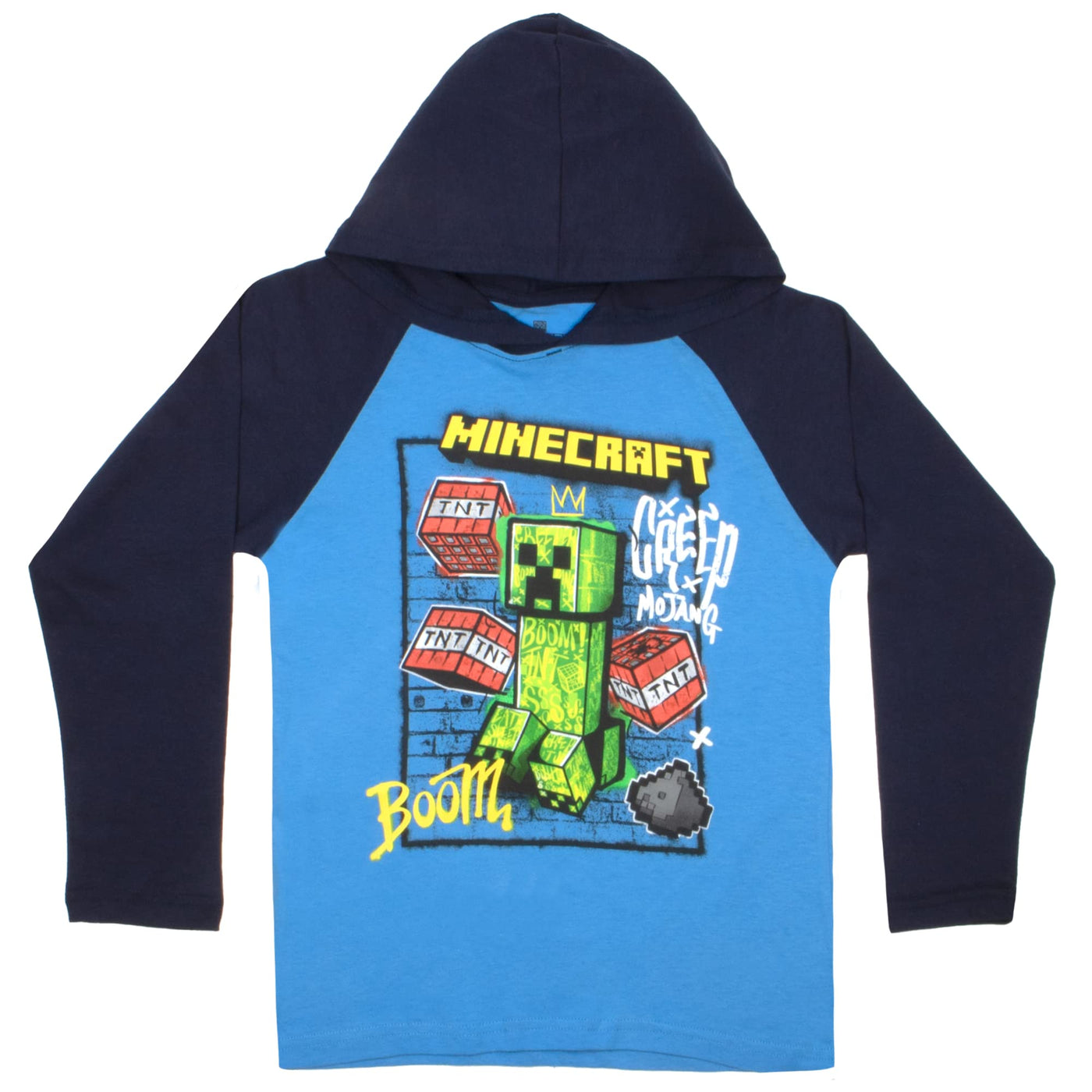 Minecraft Boys Long Sleeve Creeper Hoodie Tee