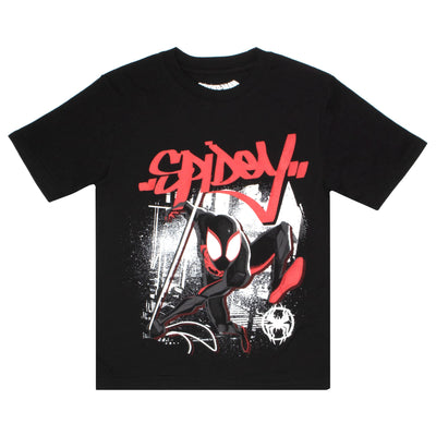 Marvel Spider-Man Spiderverse Avengers Short Sleeve Tee 4-Pack, Miles Morales Spider Gwen Boys 4 Pack T-Shirt Set