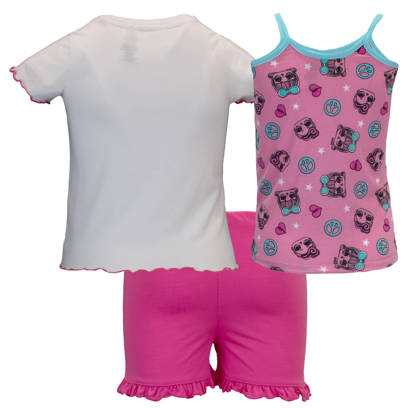 L.O.L. Surprise! Girls 3 Piece T-Shirt, Tank Top, and Shorts Set, Shorts Set for Girls