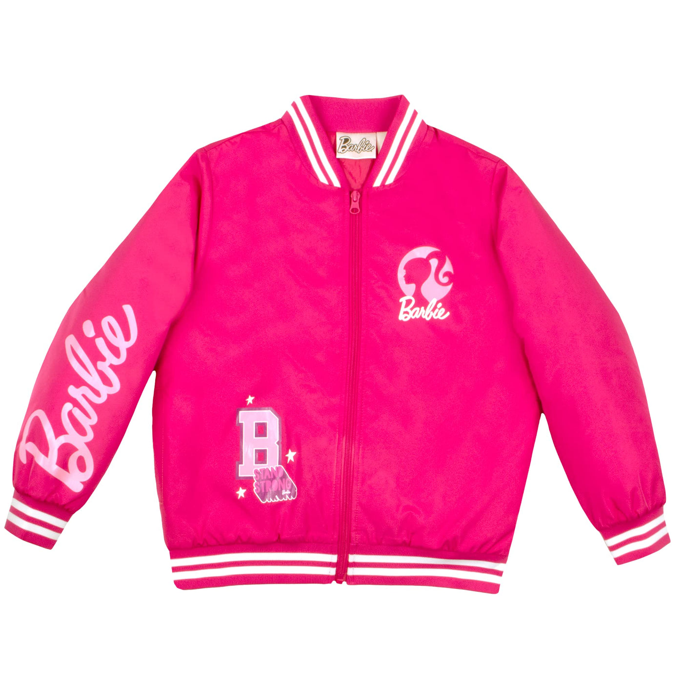 Barbie Girls Bomber Jacket, Zip-Up Bomber Jacket for Girls, Girl Power Outerwear