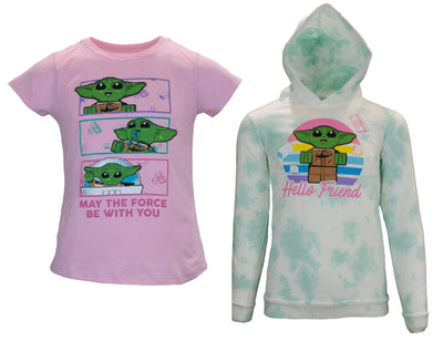 STAR WARS Lego The Mandalorian Baby Yoda The Child Mandalorian Hoodie & T-Shirt Combo 2-Pack Bundle for Girls