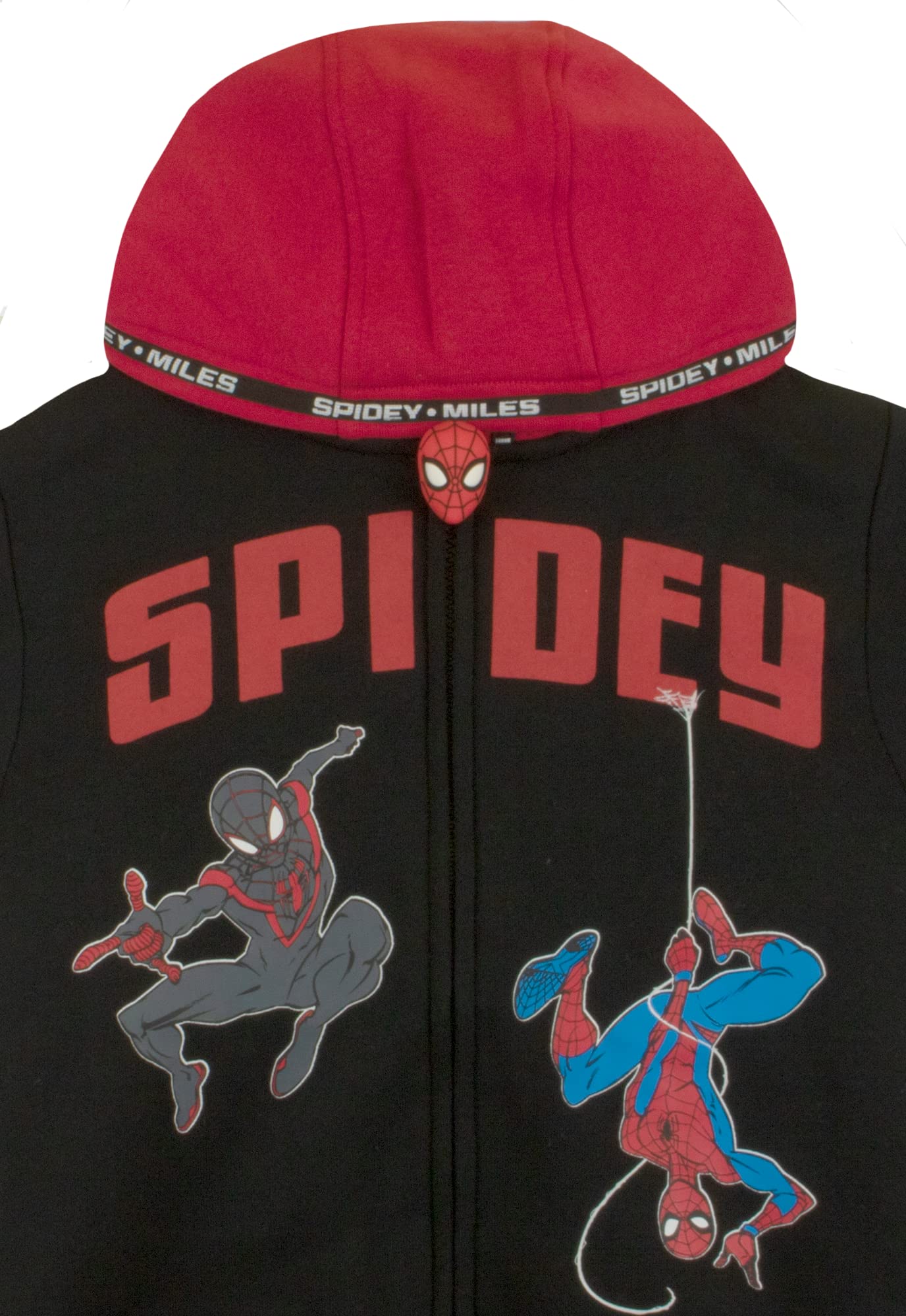 Marvel Spider-Man Miles Morales Boys Sherpa Zip-Up Fleece Hoodie, Superhero Zip-Up Fleece Hooded Sweatshirt for Boys