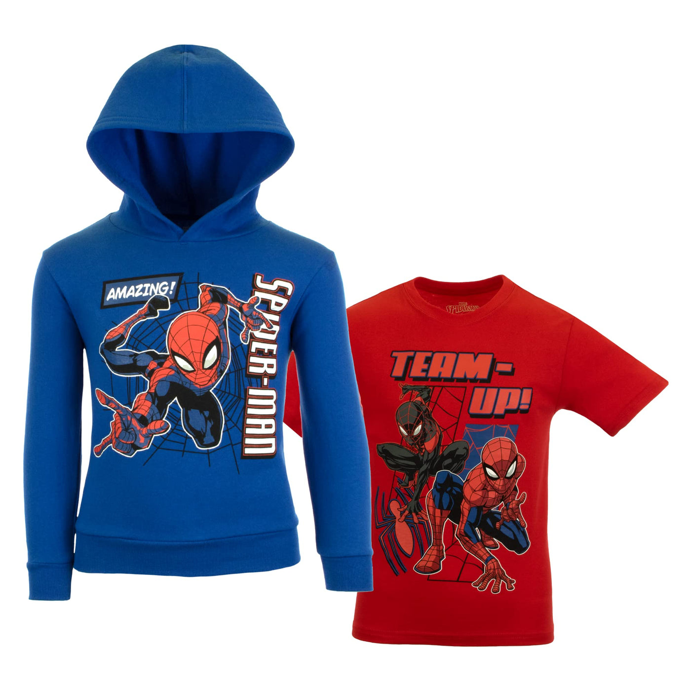 Marvel Spider-Man Avengers Miles Morales Black Panther Hoodie and T-Shirt 2-Pack for Boys, Boys Hooded Sweatshirt and Tee