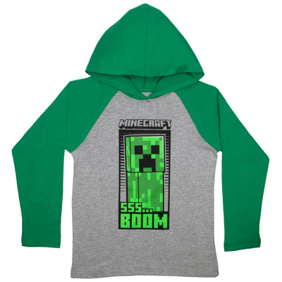 Minecraft Boys Long Sleeve Creeper Hoodie Tee