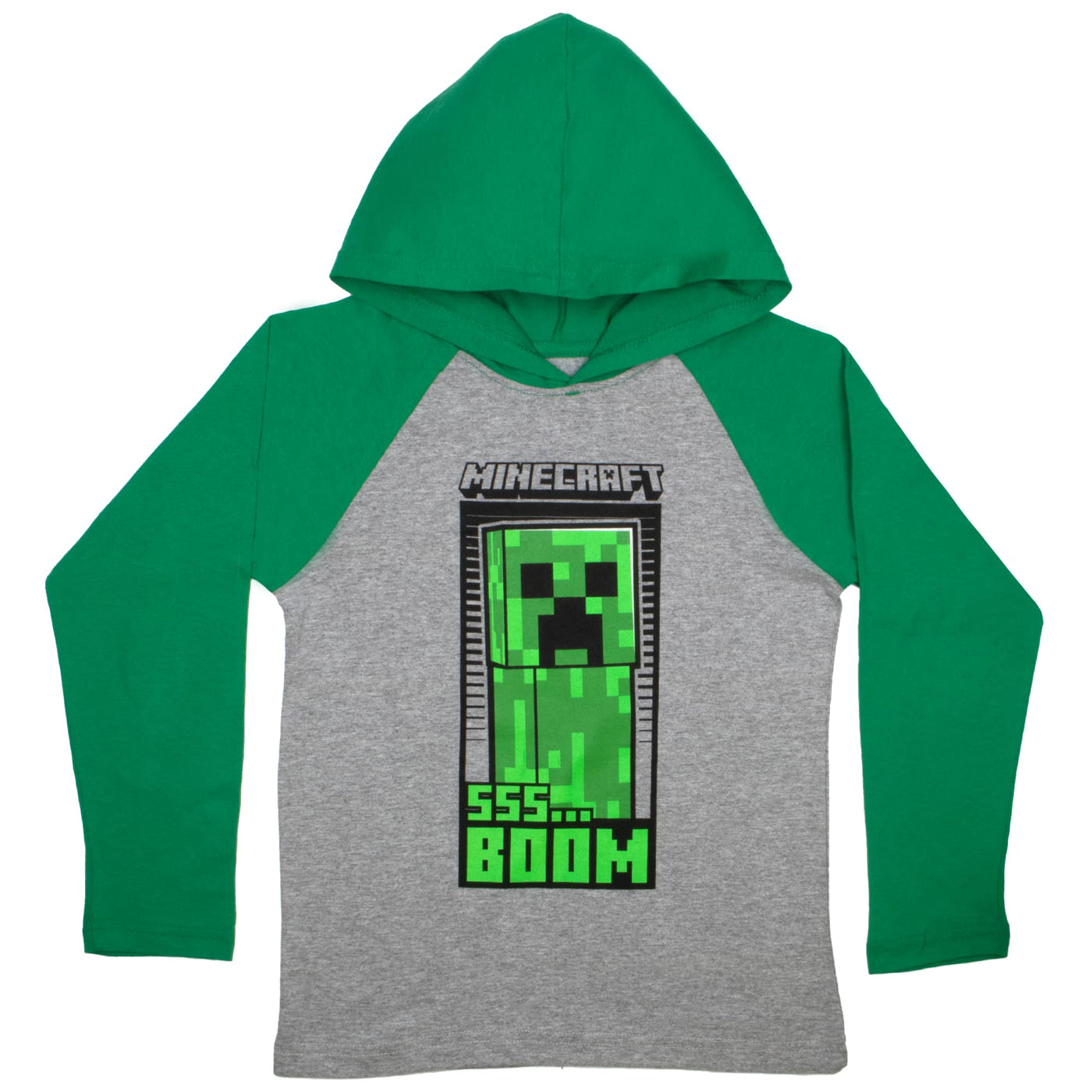 Minecraft Boys Long Sleeve Creeper Hoodie Tee