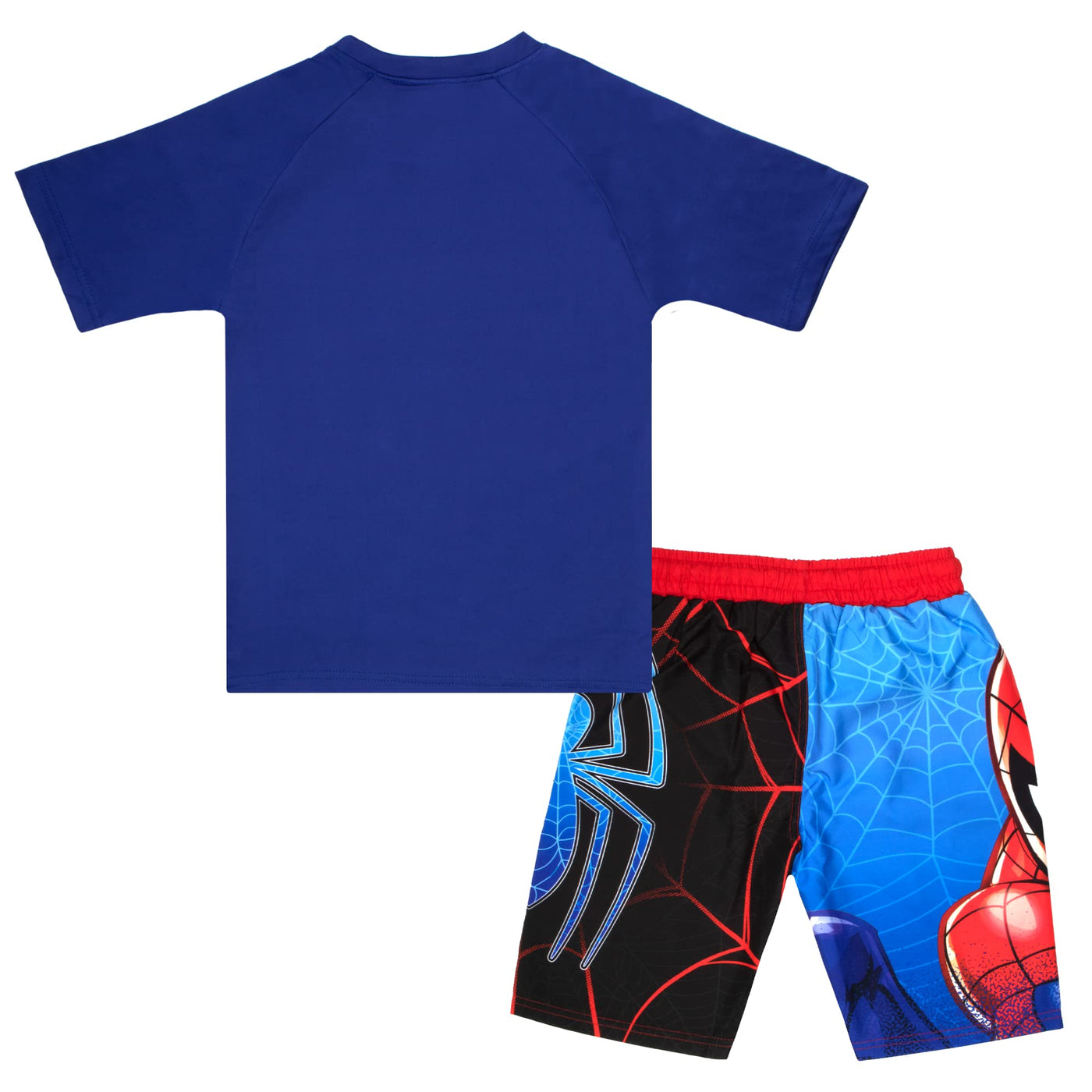 MARVEL Boys Avengers Spiderman Black Panther Miles Morales 2-Piece Costume Swimsuit Set, Rash Guard & Swim Trunks for Boys