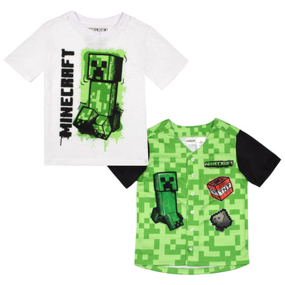 Minecraft Boys T-Shirt 2-Pack, Baseball Shirt and Tee 2-Pack Bundle Set for Boys