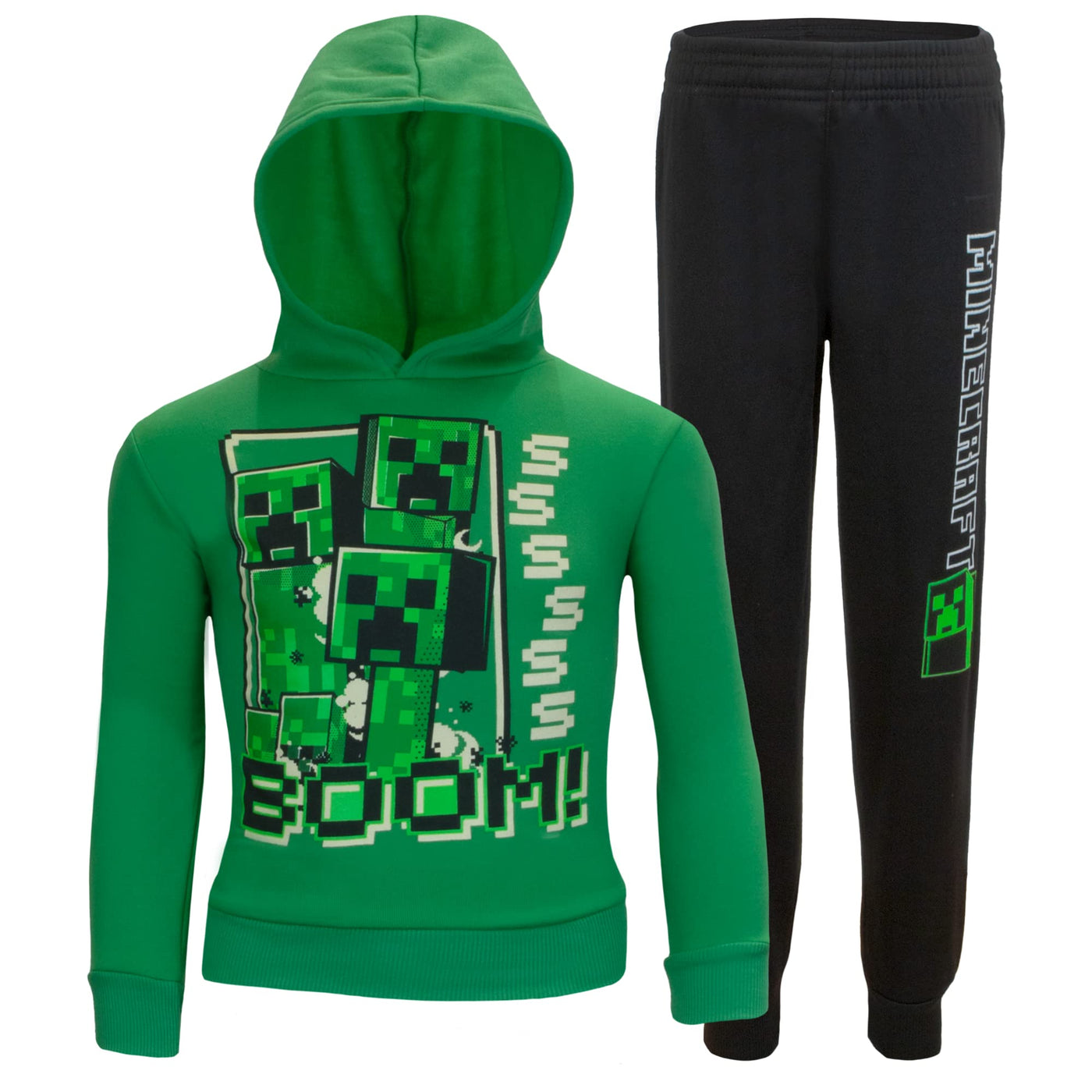 Minecraft Boys 2 Piece Fleece Pants Sets, Minecraft Pullover Hoodie and Jogger Set for Boys