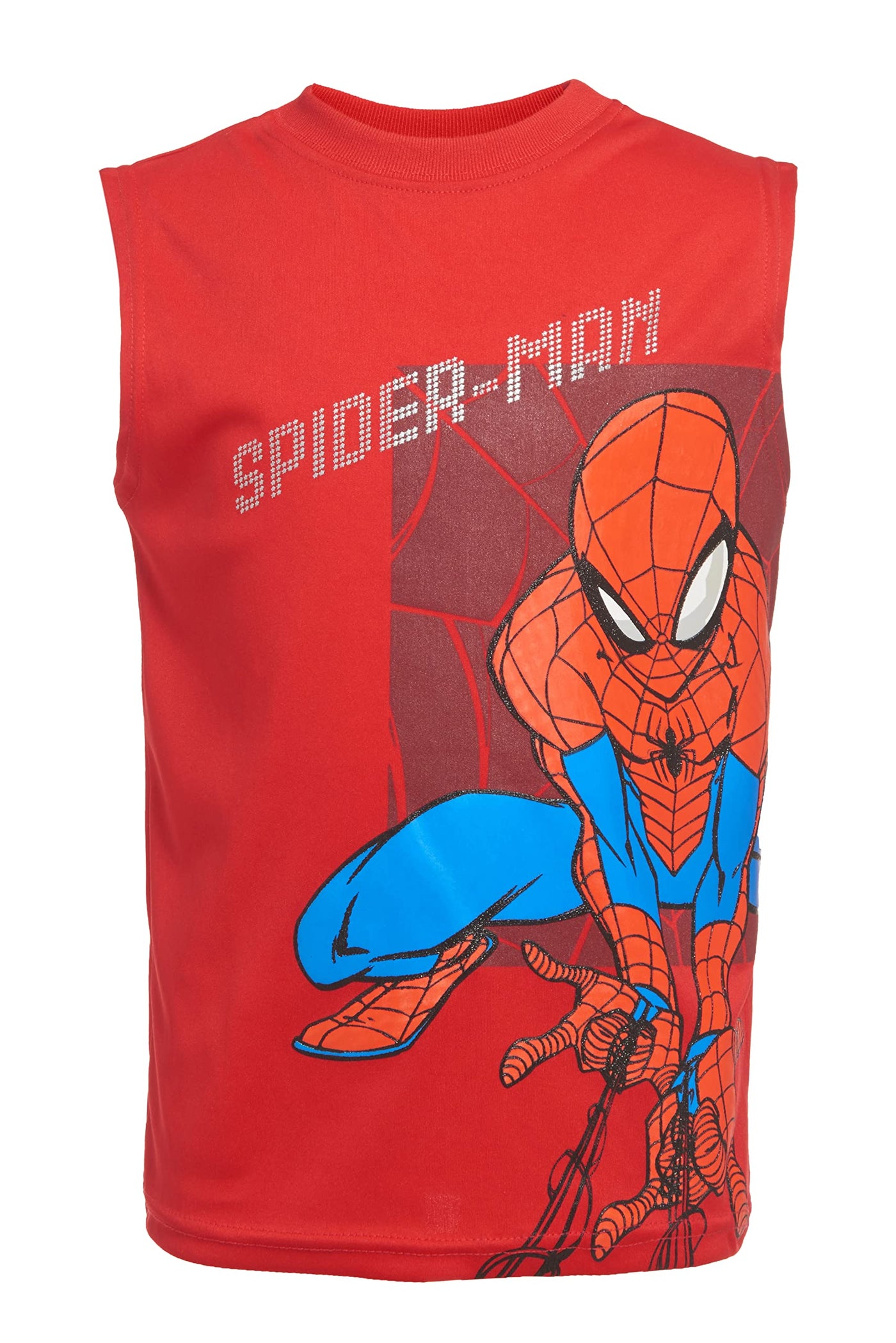 Marvel  Avengers and Spider-Man Boys Superhero Short Sleeve T-Shirt, Tank Top and Mesh Shorts Set Marvel Avengers and Spiderman 3-Piece Clothes Set for Boys