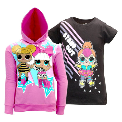 L.O.L. Surprise! Hoodie and T-Shirt Combo 2-Pack for Girls, Girls LOL Surprise Hooded Sweatshirt and Tee Bundle Set