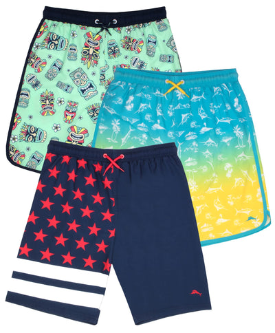 Tommy Bahama Swim Shorts for Boys 3 Pack, Boys Bathing Suit, Boys Swim Trunks 3 Pack Bundle Set