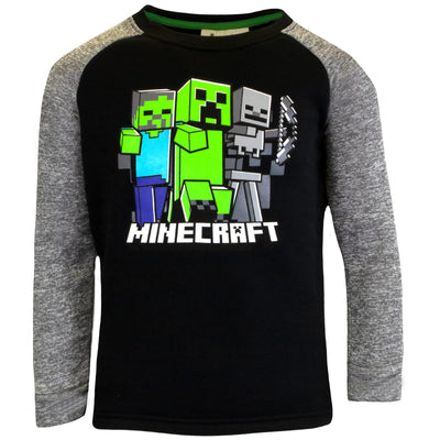 Minecraft Boys 3 Piece Fleece Pants Sets, Crew Neck Sweatshirt, T-Shirt, and Pants 3-Pack Bundle Set for Boys