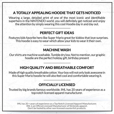 NINTENDO Super Mario Bros Clothing Boys Super Mario Hoodie Mario Kart Hooded Sweatshirt for Boys