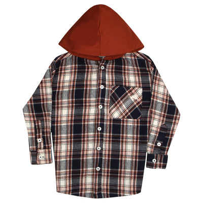 Tommy Bahama Boys Plaid Button Down Hoodie Long Sleeve Shirt