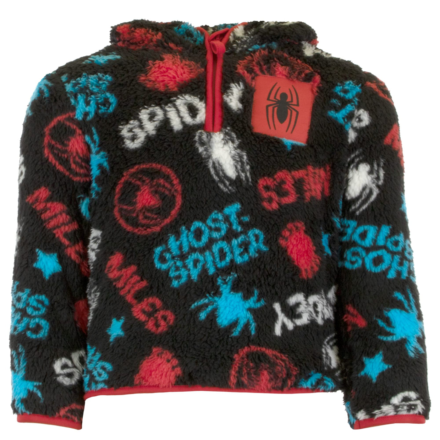 Marvel Spider-Man Miles Morales Boys Sherpa Zip-Up Fleece Hoodie, Superhero Zip-Up Fleece Hooded Sweatshirt for Boys