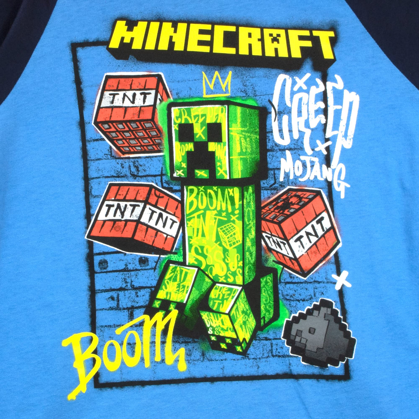 Minecraft Boys Long Sleeve Creeper Hoodie Tee